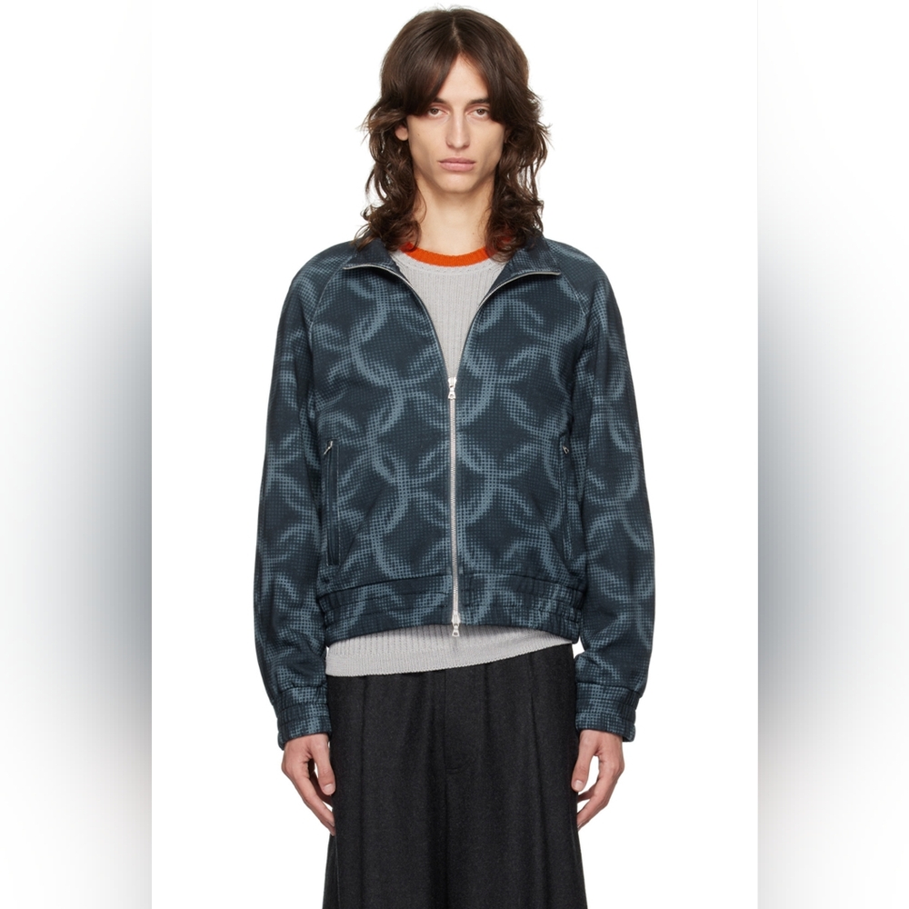 DRIES VAN NOTEN Navy Pixel Chain Print Track Jacket, Medium